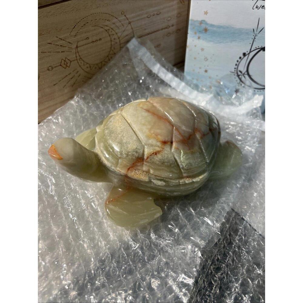 6 1/2” Natural  jade Carved TURTLE  AVIVA STANOFF Crystal QUARTZ TURTLE 🐢